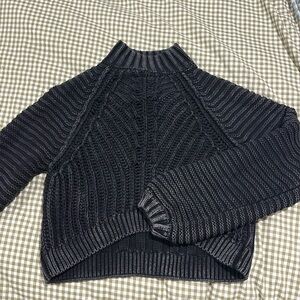 Free People Black Cable Knit Sweater